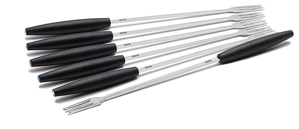Stöckli Universalfonduegabeln – Edelstahl, 29 cm, schwarz, spülmaschinenfest, 6 Stk.
