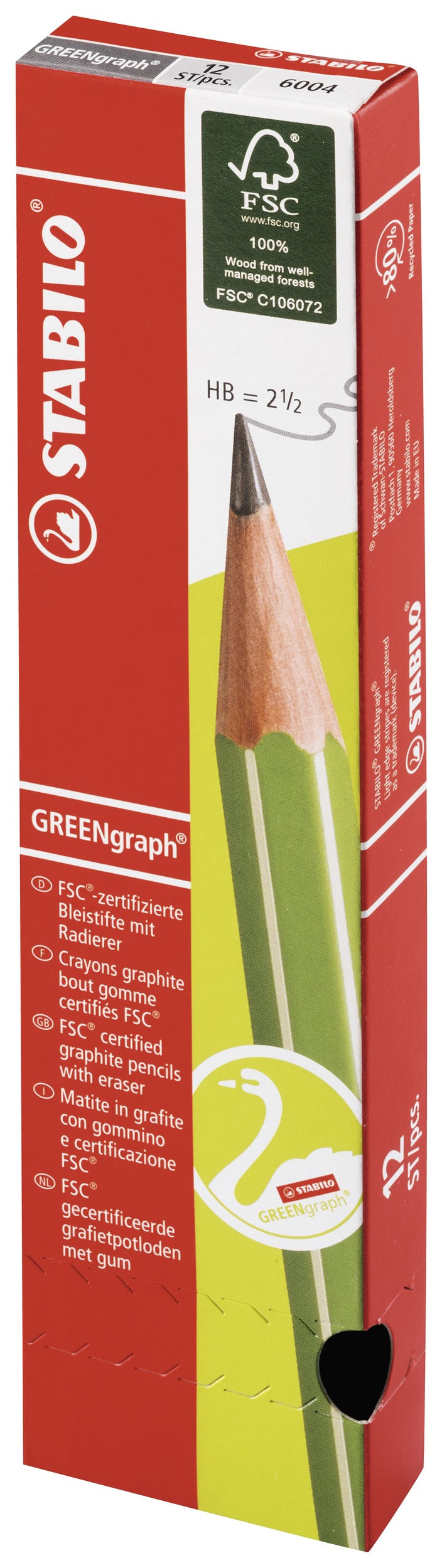 STABILO GREENgraph Bleistift, mit Radierer, HB, Mine Ø 2,2 mm, Grün