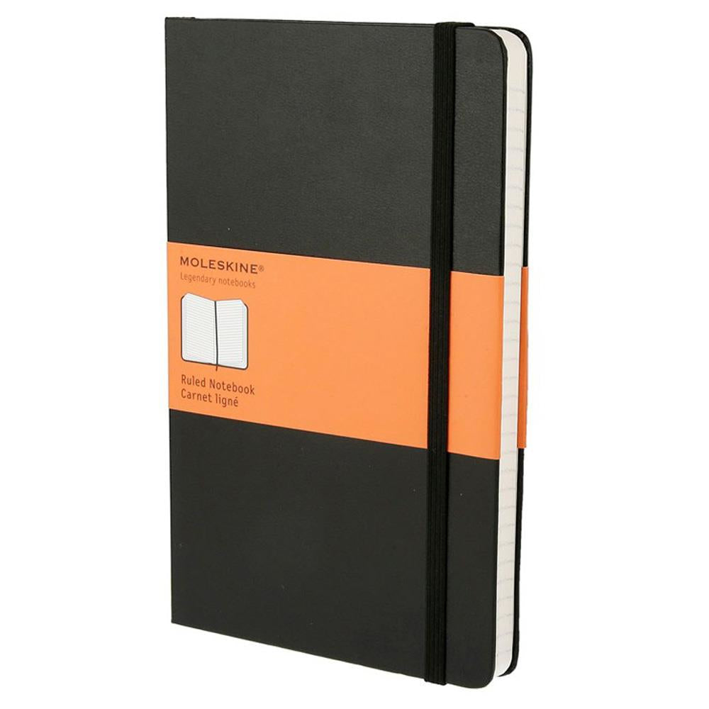 Moleskine Notizbuch, A5, liniert, Fadenheftung, Hardcover, 240 Seiten, 70 g/m² – schwarz