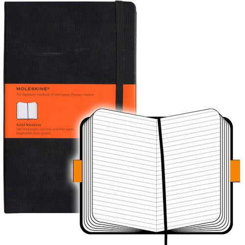 Moleskine Notizbuch, A5, liniert, Fadenheftung, Hardcover, 240 Seiten, 70 g/m² – schwarz
