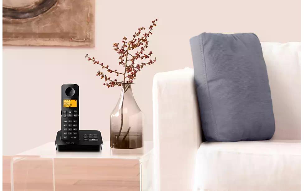 Philips D2651B – Schnurlostelefon mit Anrufbeantworter (25 min), Schwarz