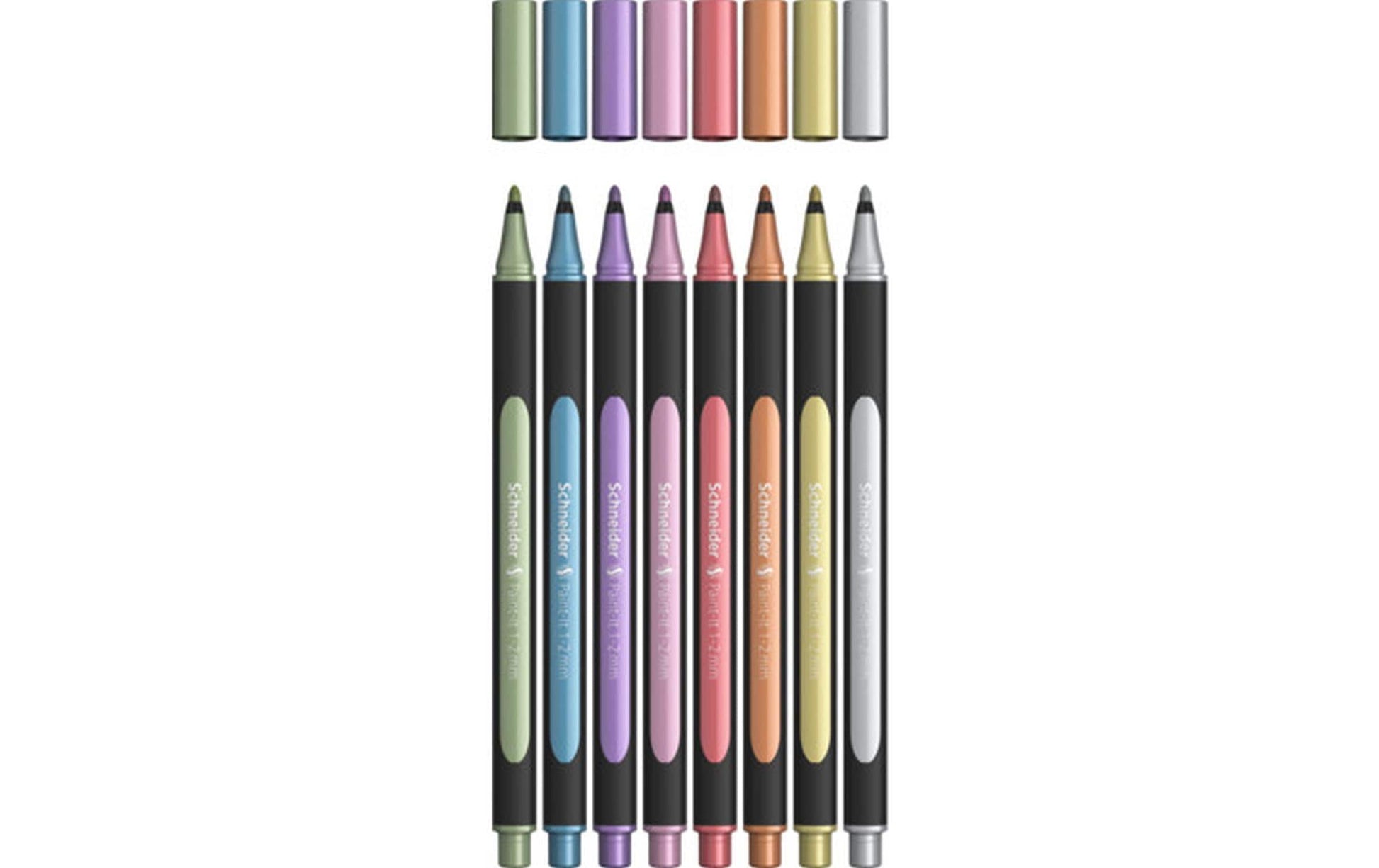 Schneider Schreibgeräte Schneider Paint-it Filzstift Metallic – Rundspitze, 1–2 mm, schnell trocknend, 8 Farben