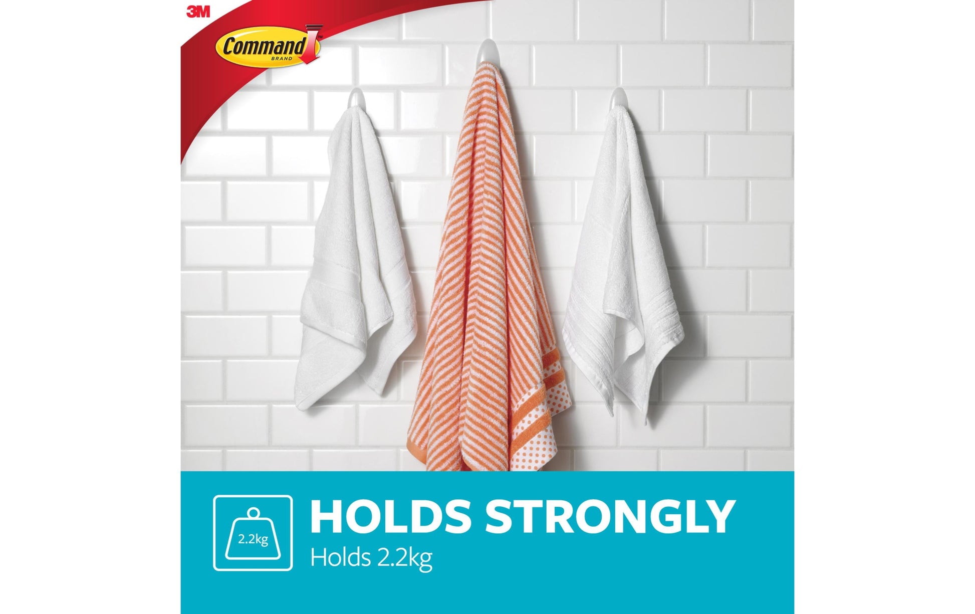 Command Haken BATH17-CF-1-FGN – Kunststoff, 2,2 kg, Klebestreifen, Weiss