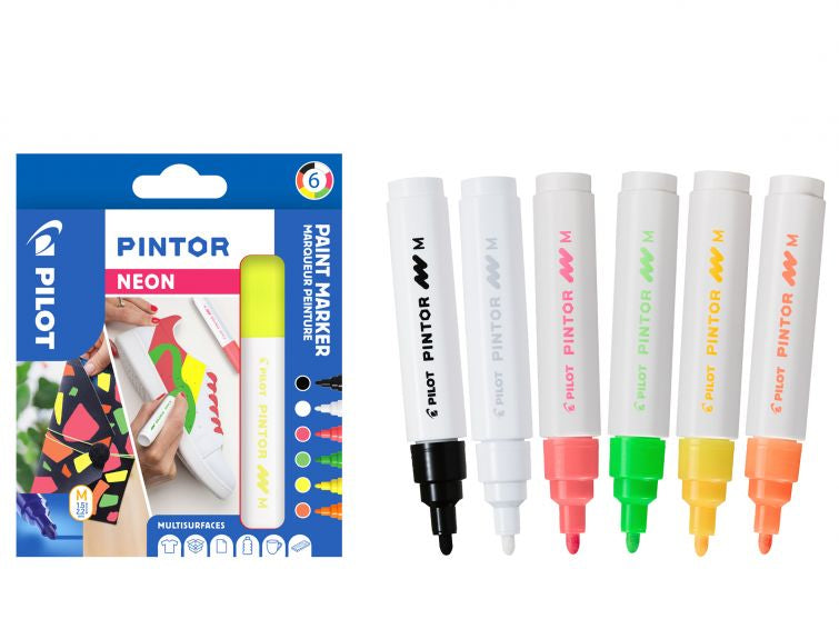 Pilot Pigment-Marker Pintor – Rundspitze 1,5-2,2 mm – Sortiert – 6er-Set – Deckend