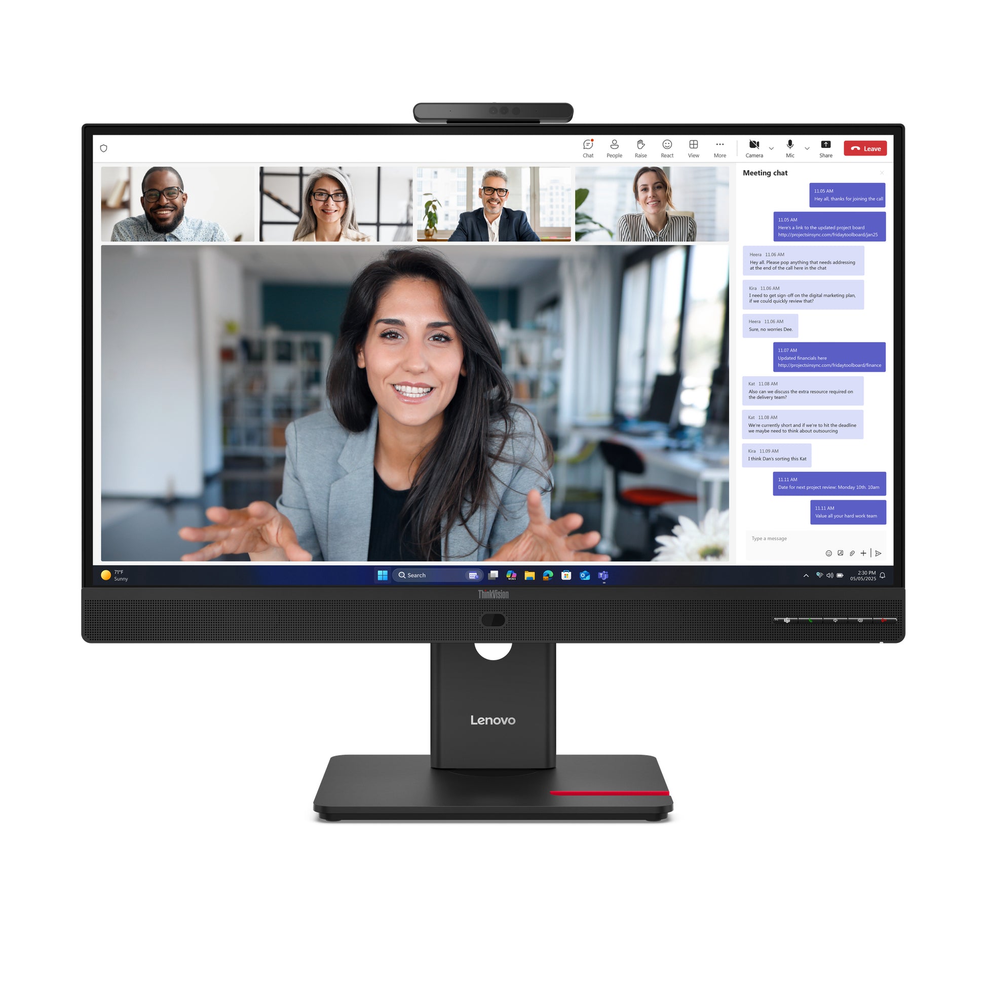 Lenovo T24-4v T244v (64B6MAT1EU) – 23,8", 1920 × 1080 (Full HD), IPS, 120 Hz, Webcam