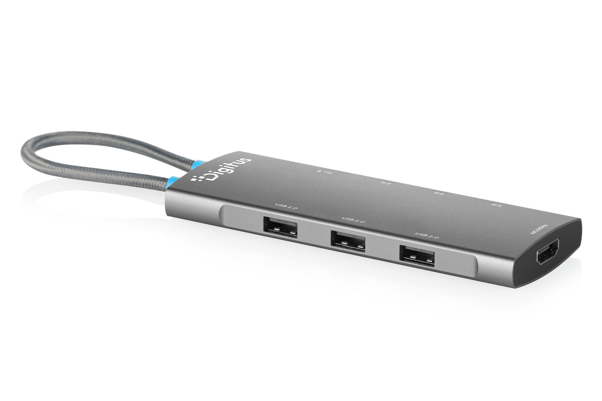 Digitus Dockingstation – USB-C, 1× HDMI, 2× USB-A, 100 W PD, für Tablet/Smartphone/Laptop