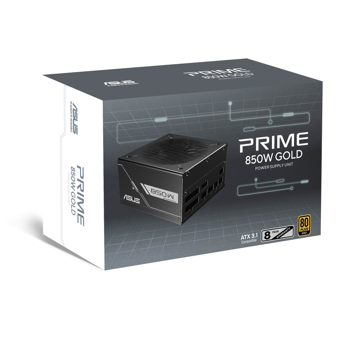 ASUS PRIME 850G ATX-Netzteil 850 W 80 PLUS Gold – Vollmodular, ATX 3.1, 12VHPWR – Schwarz