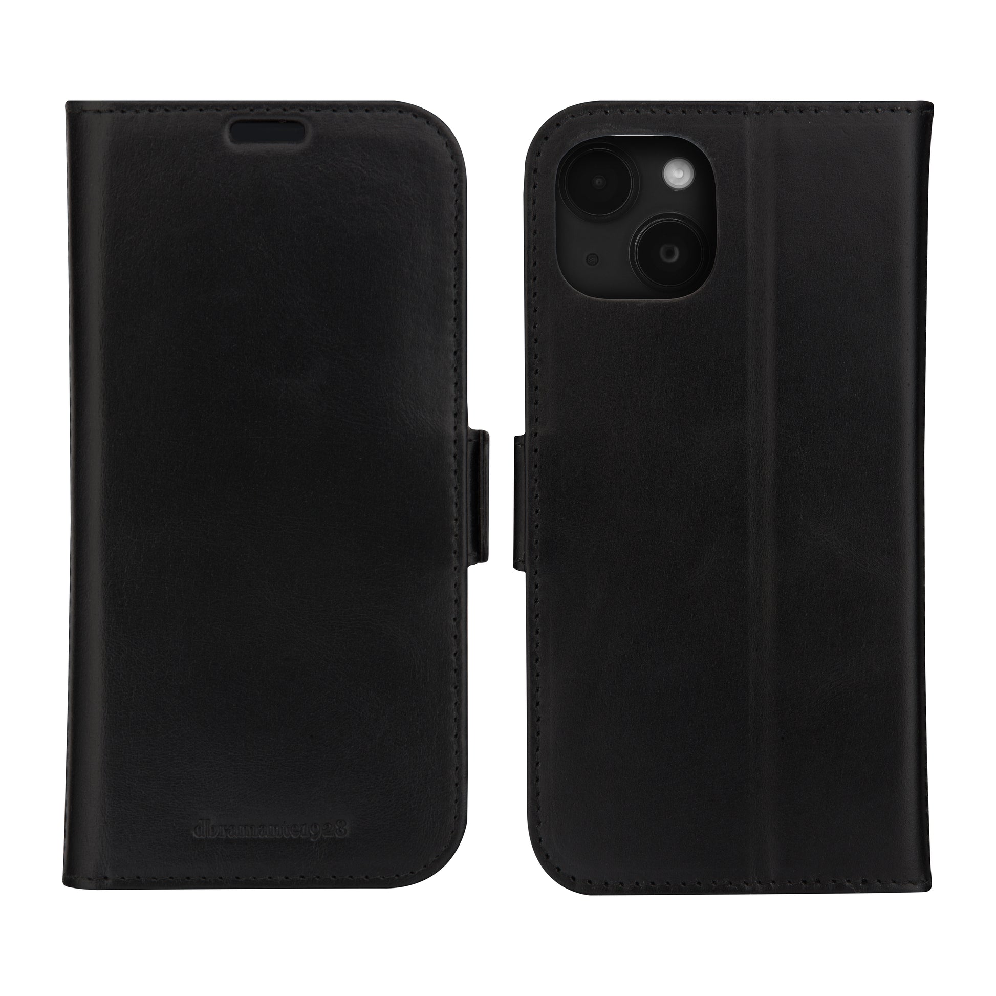 dbramante1928 Copenhagen Wallethülle – für Apple iPhone 15 Plus, mit Ständer, 3 Kartenfächer, Leder, schwarz