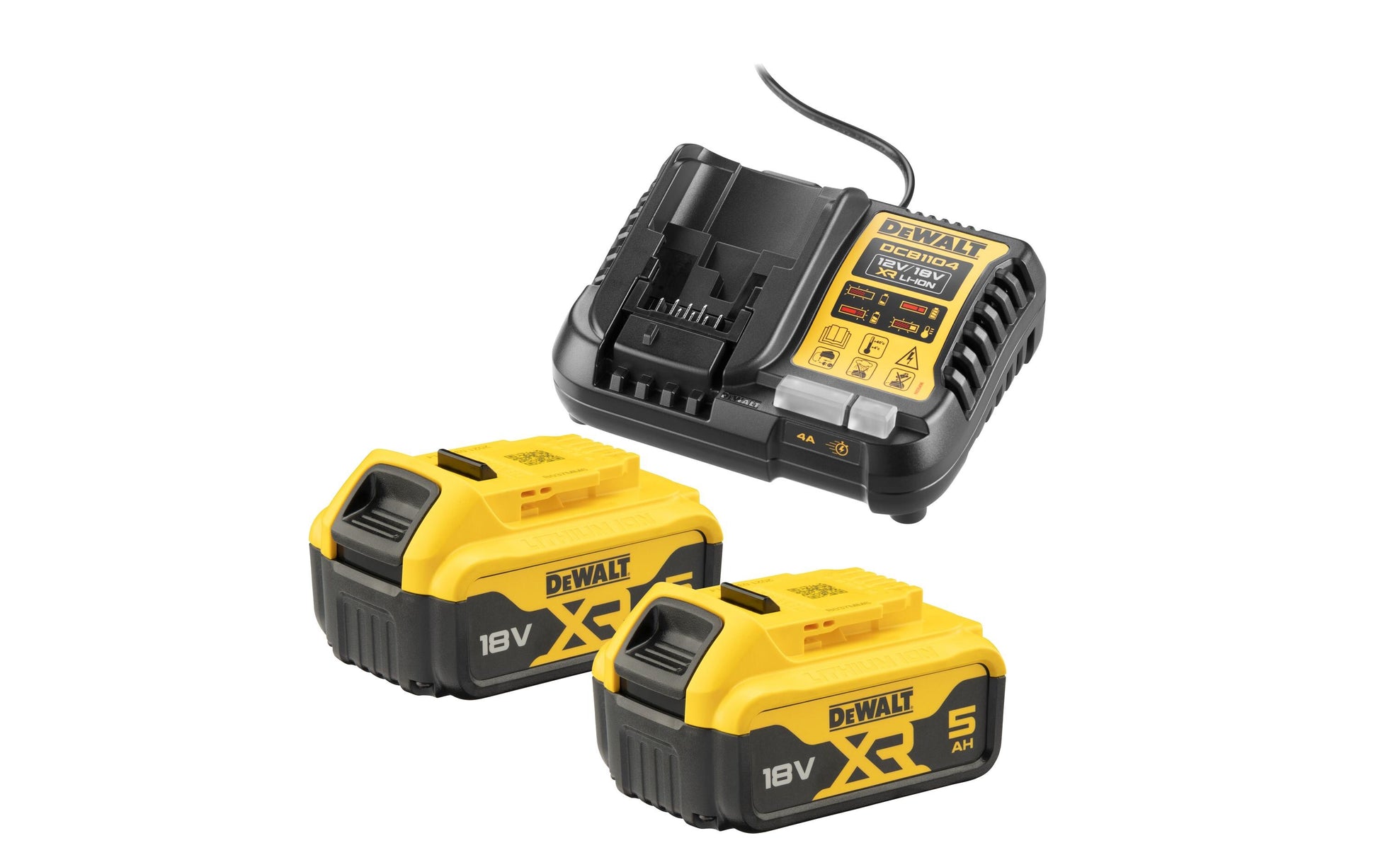 DeWalt XR Akku-Starter-Kit 18 V 5 Ah (90 Wh, 2x) – Ladegerät DCB1104