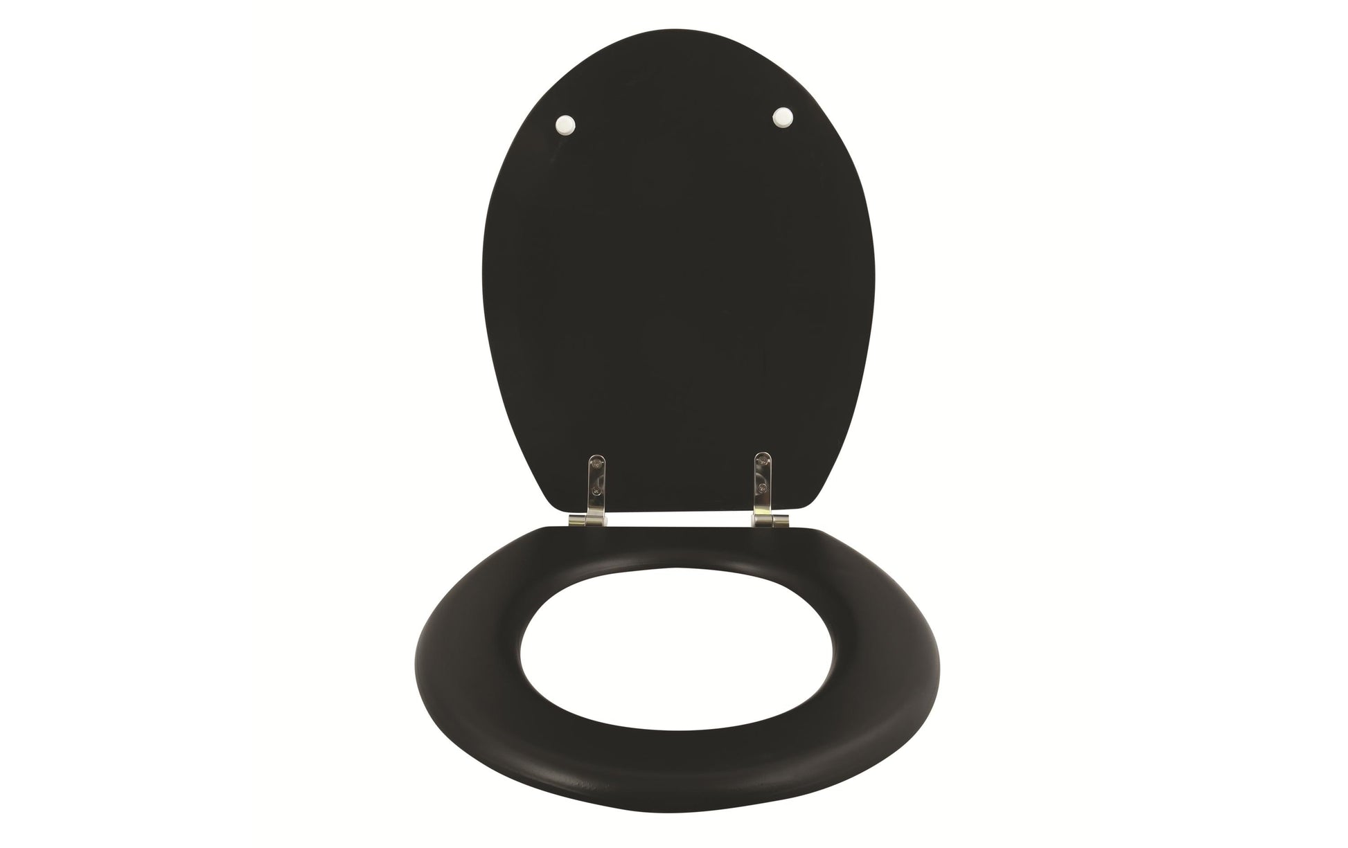 MSV WC-Sitz – MDF/Edelstahl, Schwarz matt, 36,5 × 42,5 cm