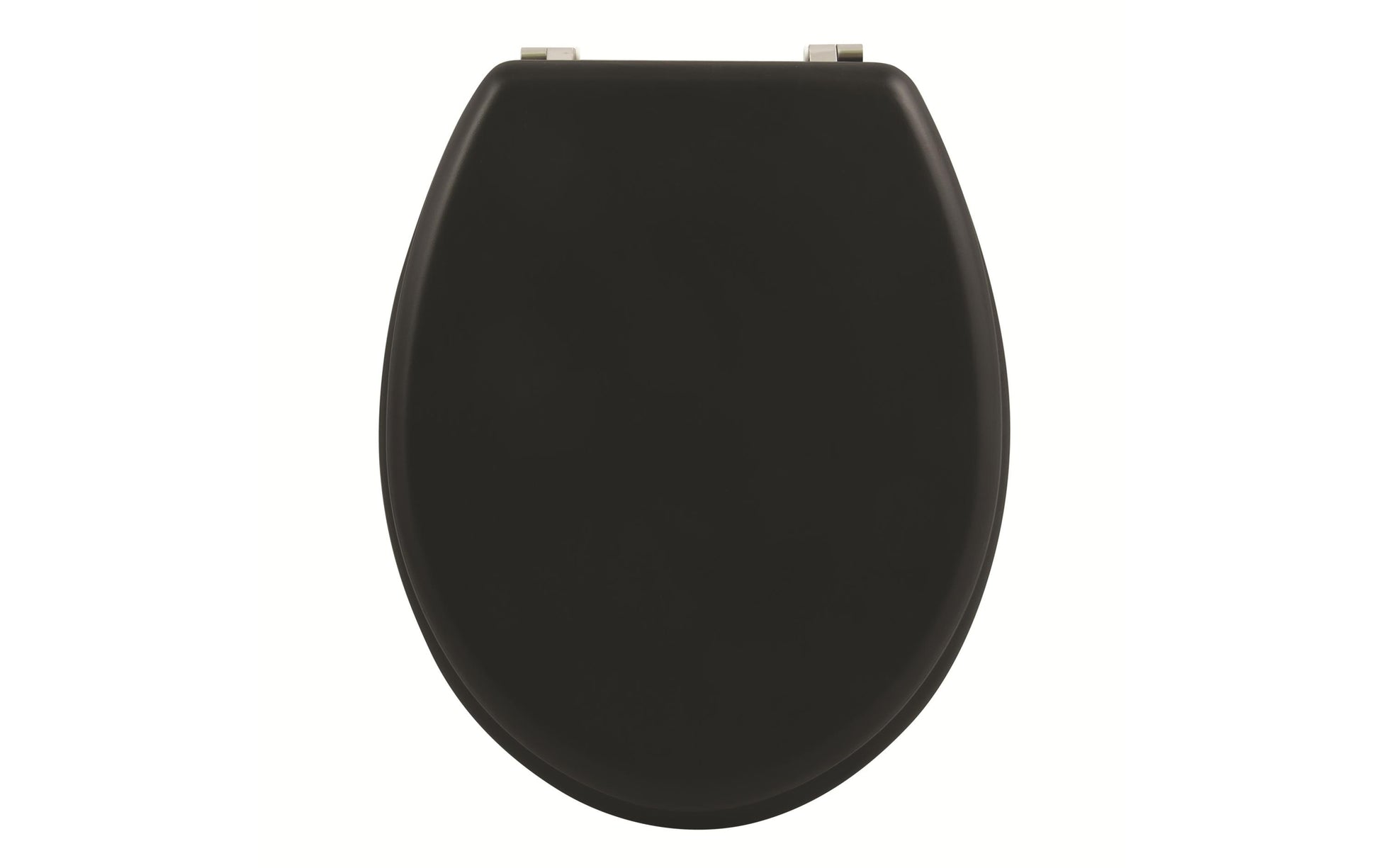 MSV WC-Sitz – MDF/Edelstahl, Schwarz matt, 36,5 × 42,5 cm