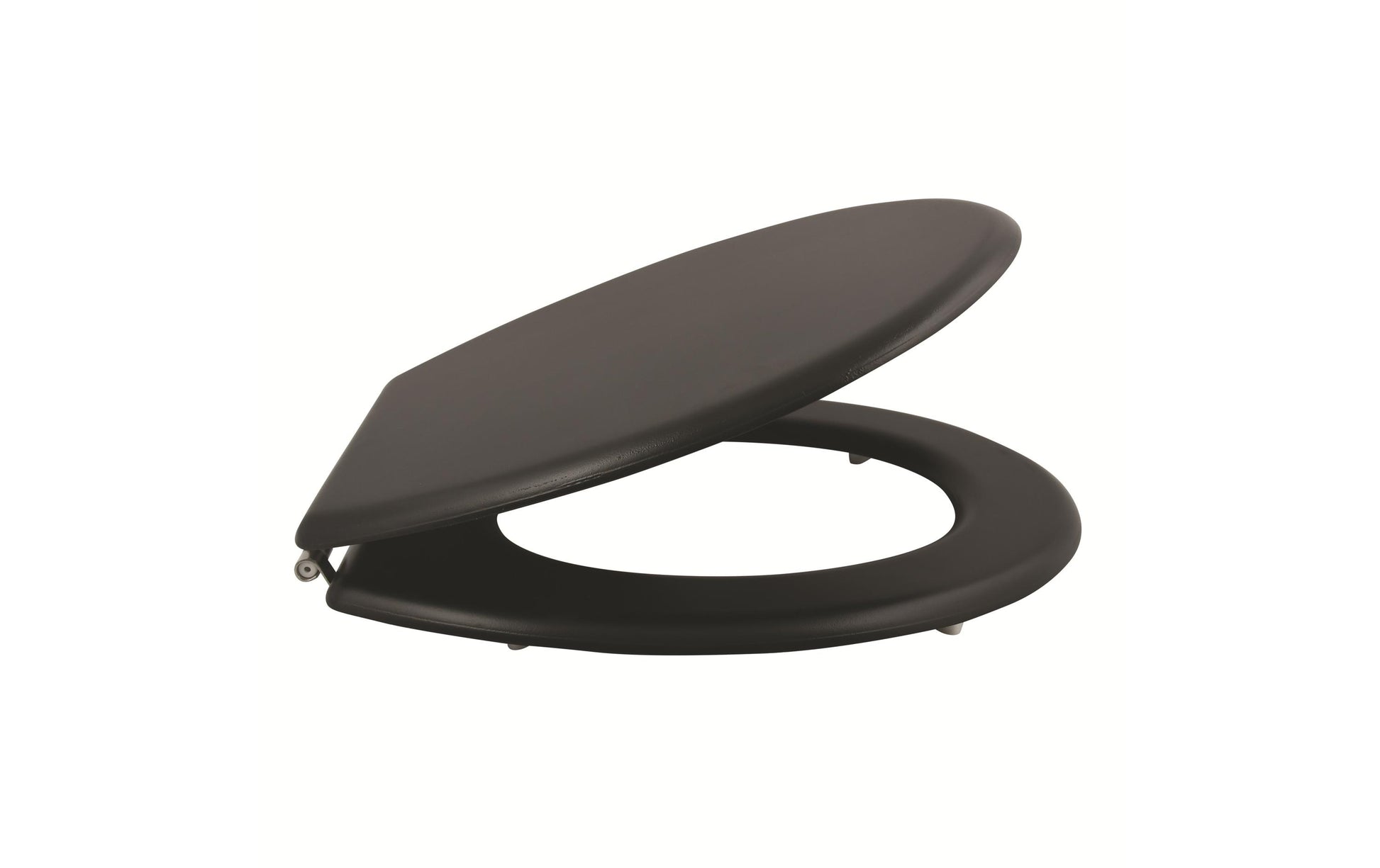 MSV WC-Sitz – MDF/Edelstahl, Schwarz matt, 36,5 × 42,5 cm