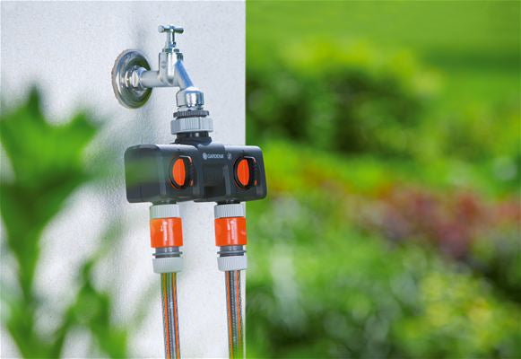 Gardena Wasserverteiler – 8193-20 – 2 Ausgänge, Anschluss 25,4 mm, Kunststoff, schwarz/grau/orange, 1 Stk.