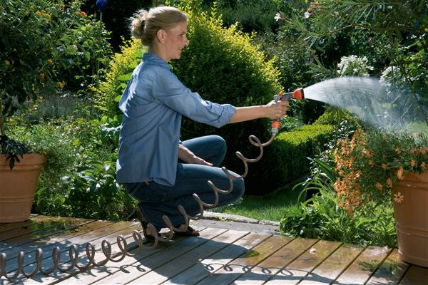 Gardena Spiralschlauch – 10 m, flexibel, Farbe grau, orange, mit Ausguss