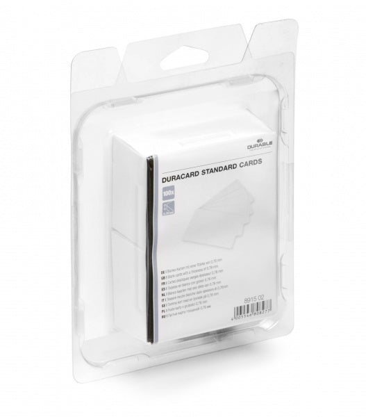 Durable Druckkarten 85,6 × 53,98 mm, Weiss, Kunststoff – 100 Karten