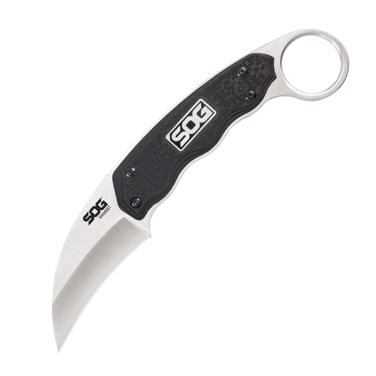 SOG Gambit – Survivalmesser 65 mm, glasfaserverstärktes Nylon, Einhandöffnung, schwarz