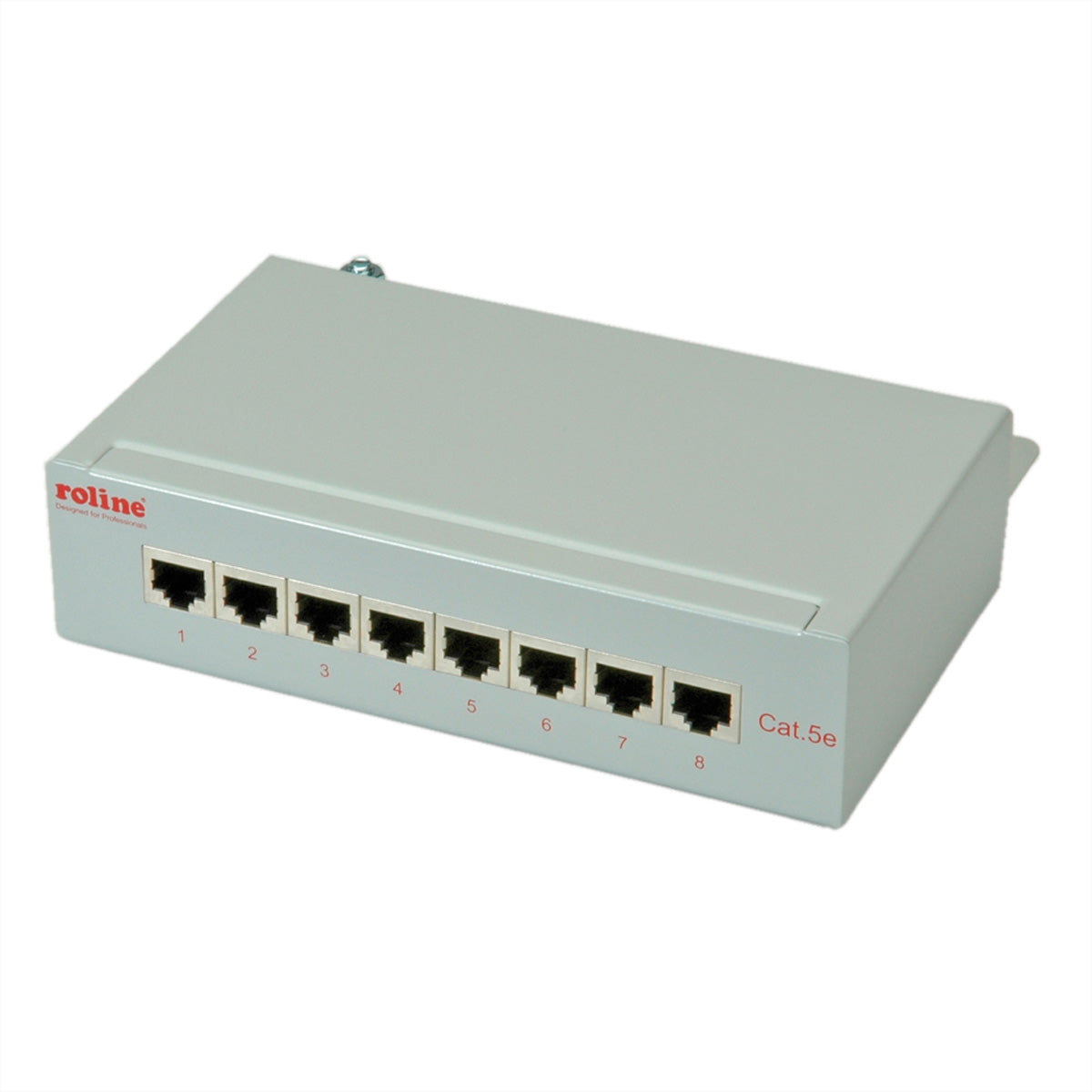 ROLINE Patchpanel Cat.5e – 8× Ports, geschirmt, Cat5e / Klasse D, grau, Wandmontage, 1 HE