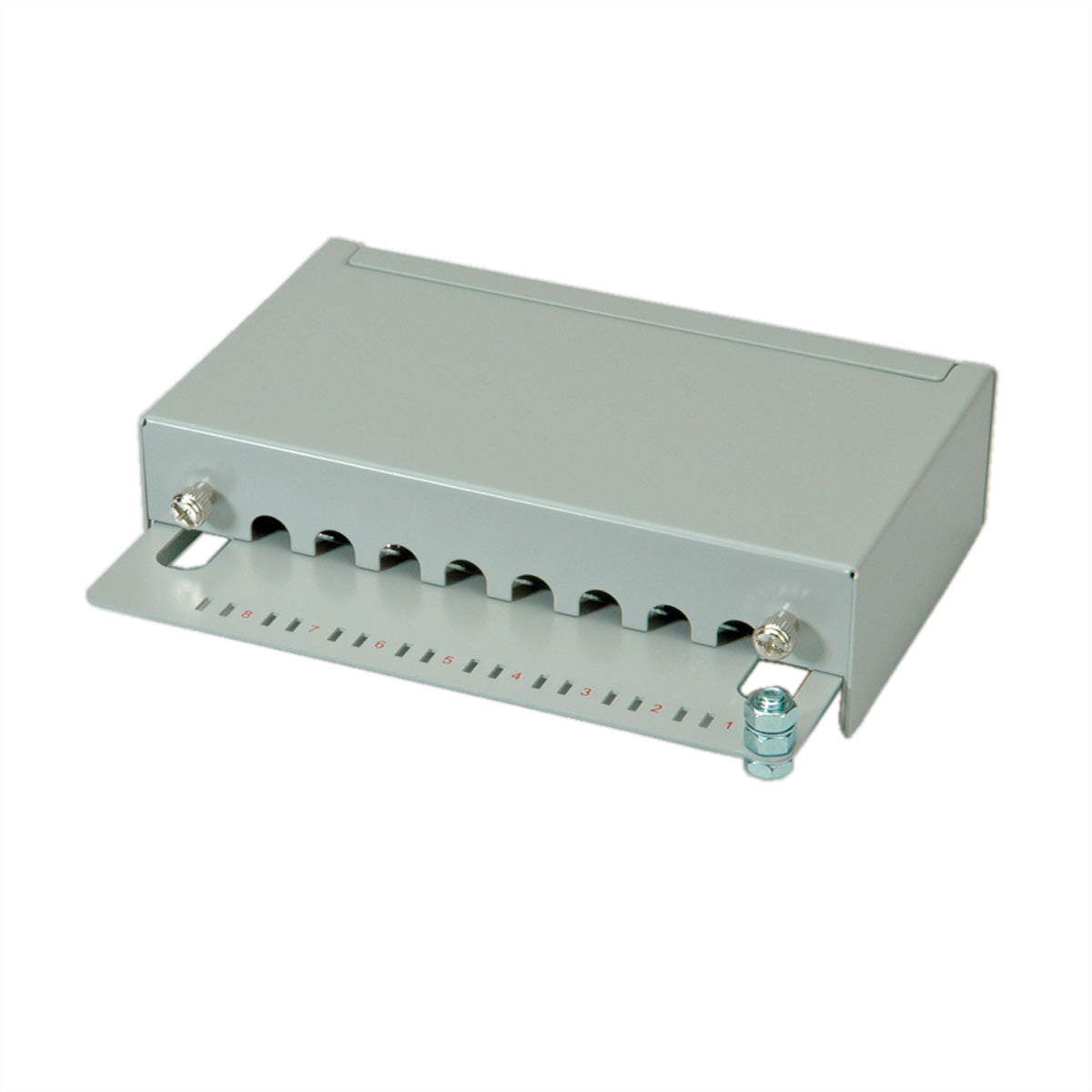 ROLINE Patchpanel Cat.5e – 8× Ports, geschirmt, Cat5e / Klasse D, grau, Wandmontage, 1 HE