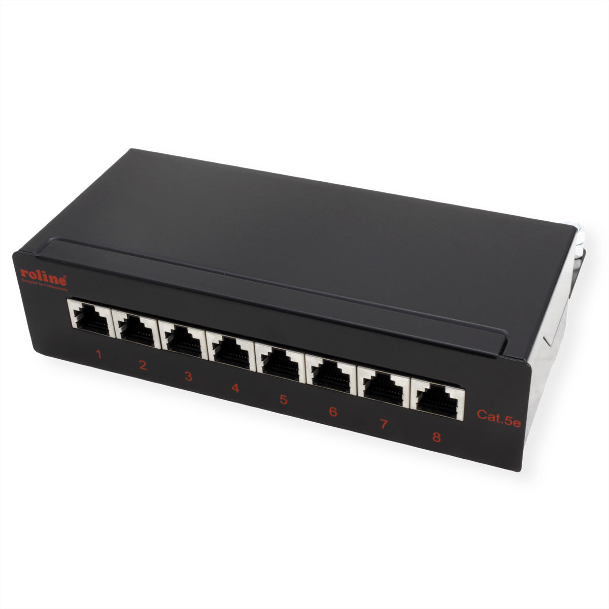 ROLINE Patchpanel Cat.5e – 8 Ports, geschirmt, 1U, Wandmontage, schwarz