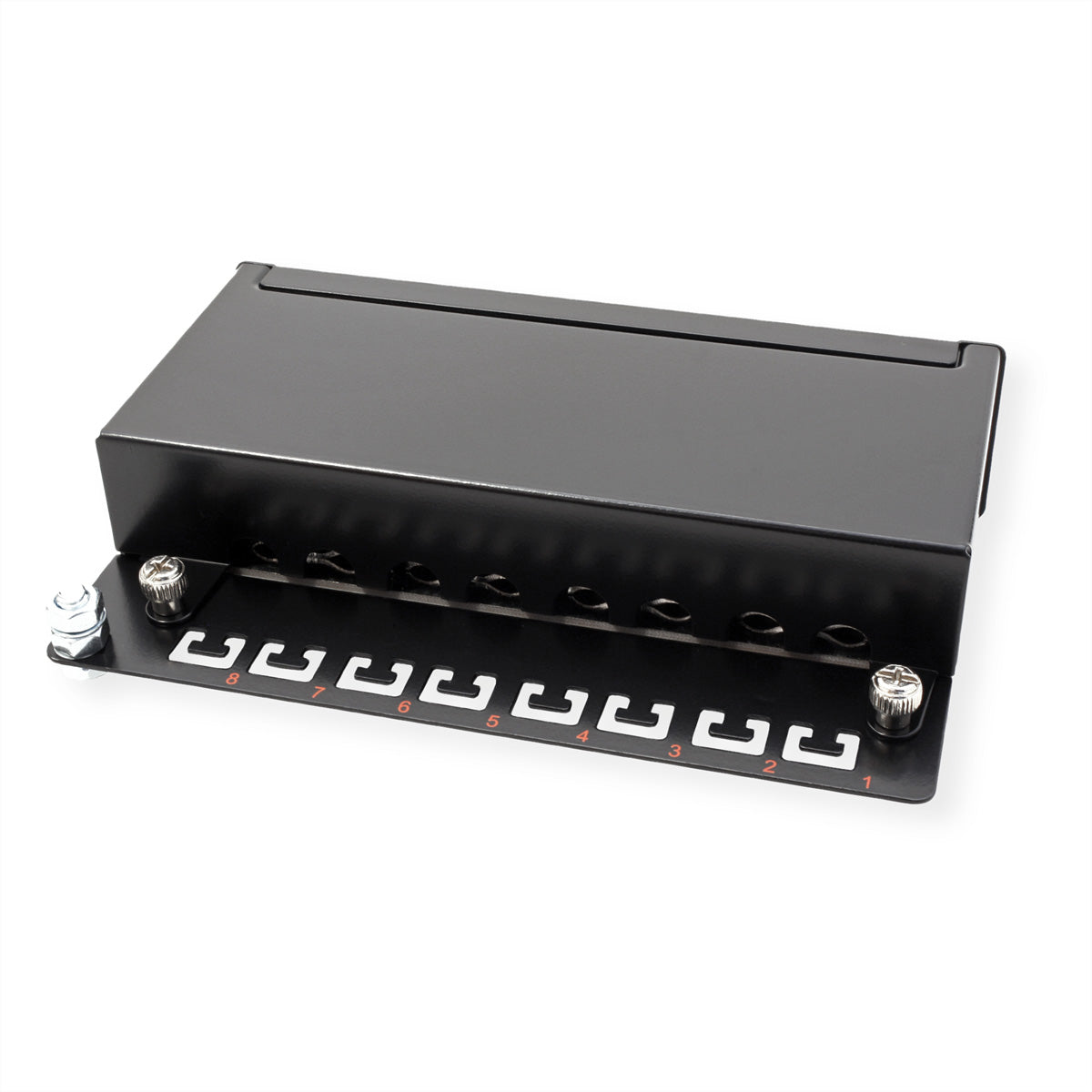 ROLINE Patchpanel Cat.5e – 8 Ports, geschirmt, 1U, Wandmontage, schwarz