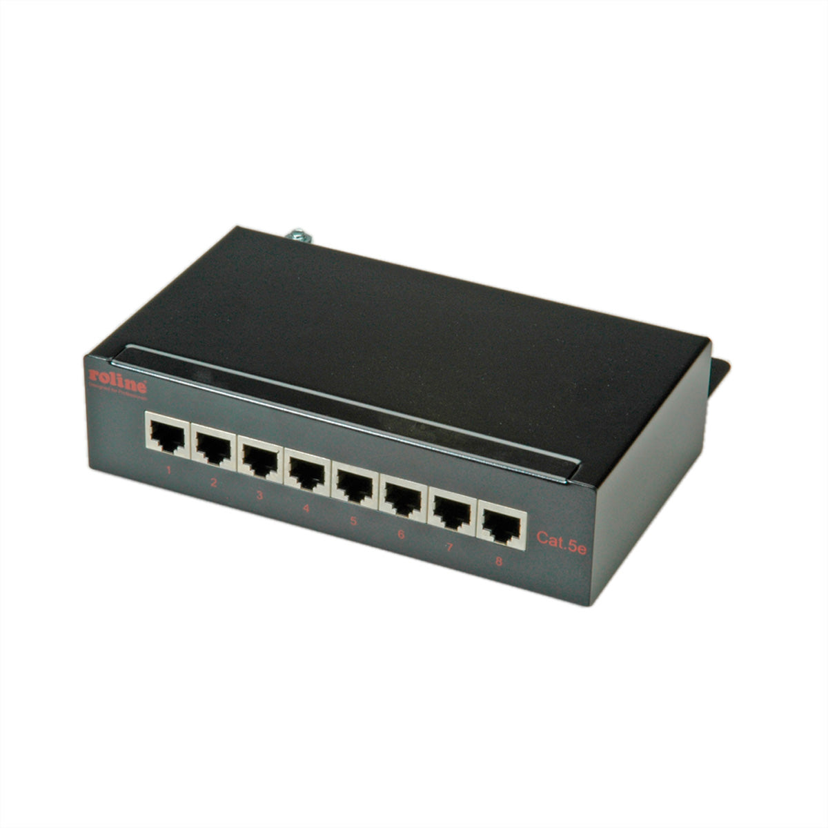 ROLINE Patchpanel Cat.5e – 8 Ports, geschirmt, 1U, Wandmontage, schwarz