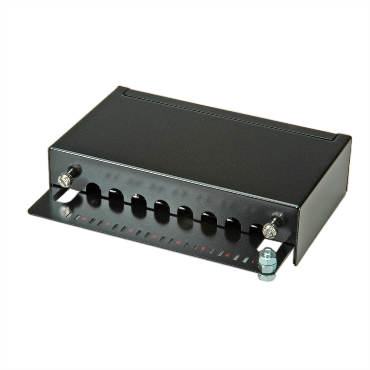 ROLINE Patchpanel Cat.5e – 8 Ports, geschirmt, 1U, Wandmontage, schwarz