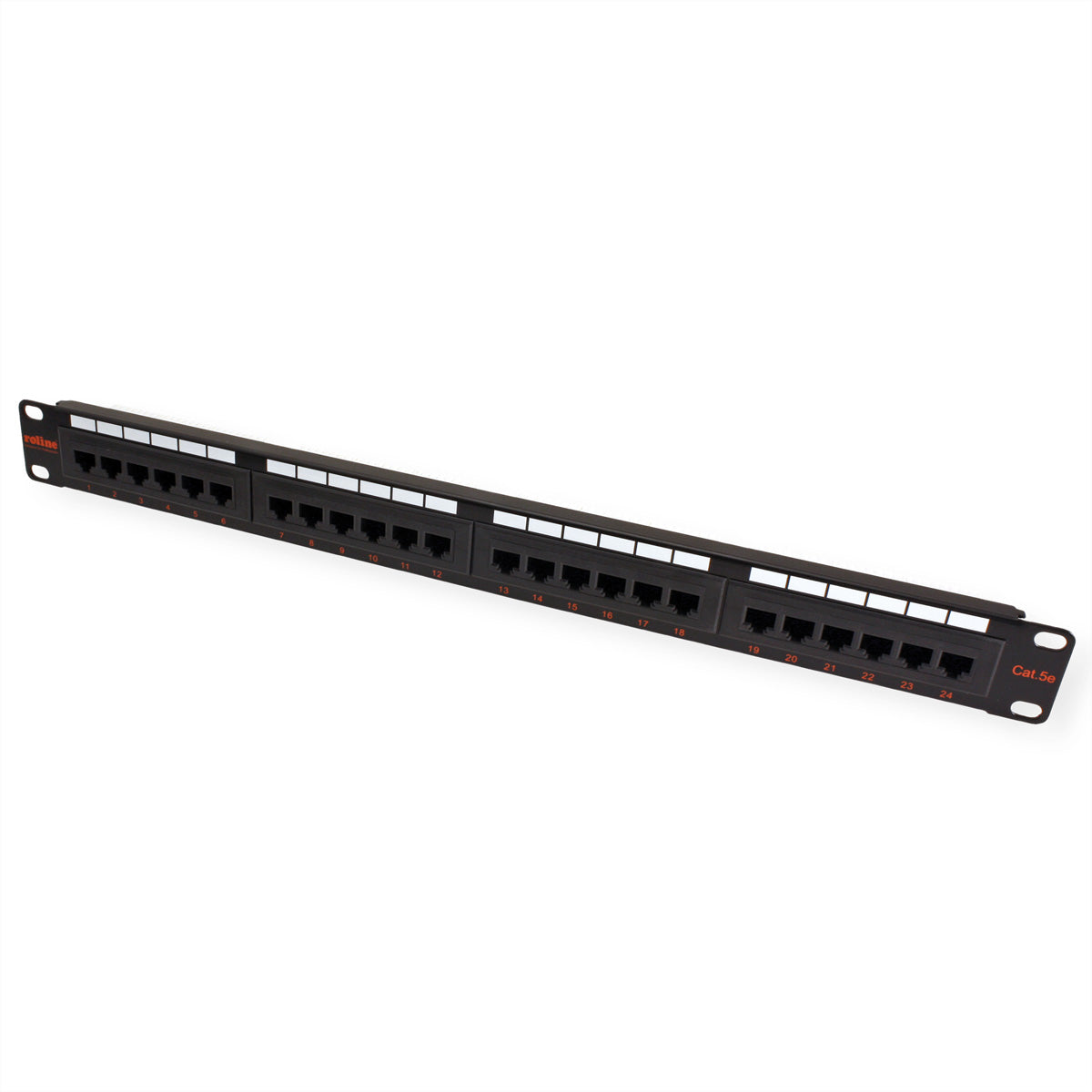 ROLINE Patchpanel Cat.5e – 24× RJ‑45, UTP, 19", 1U, schwarz