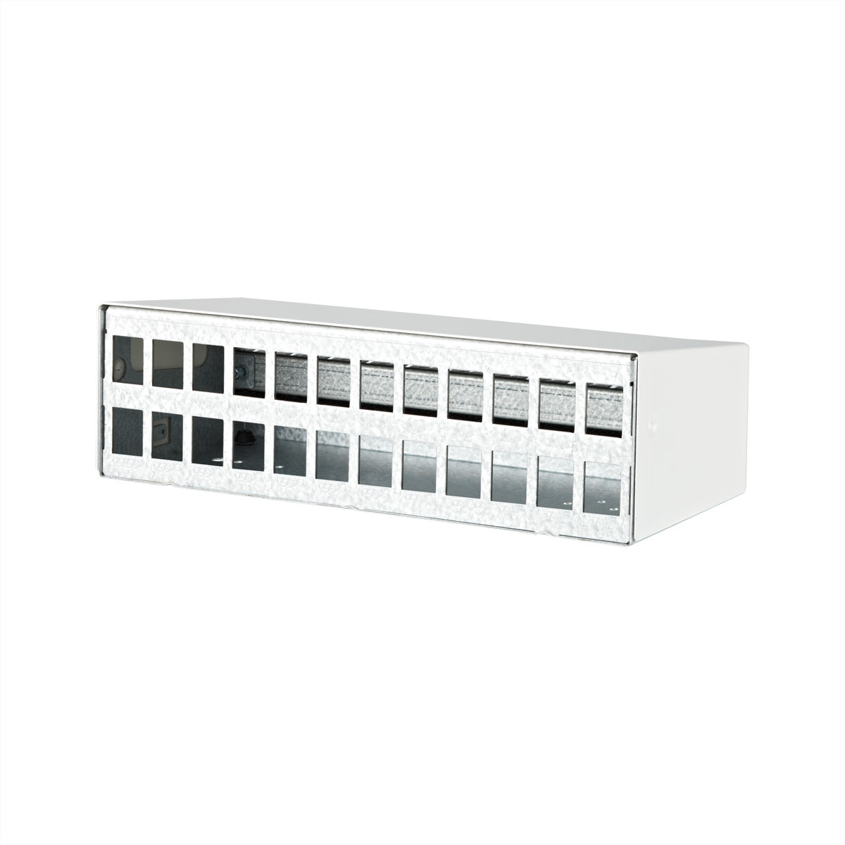 METZ CONNECT Keystone Aufputz-Gehäuse Box, 24 Port, 240,5×110×75,6 mm, Aluminium/Stahl/Zink – weiss
