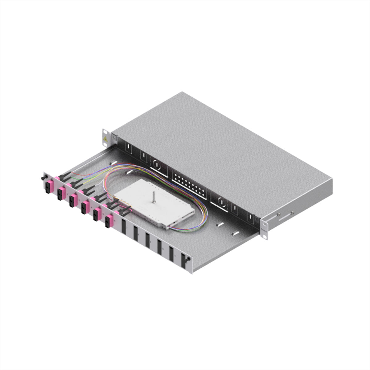 EasyLan LWL-Spleissgehäuse – 19", 1U, 12× Ports, 6× SC-Duplex, OM4, RAL 7035
