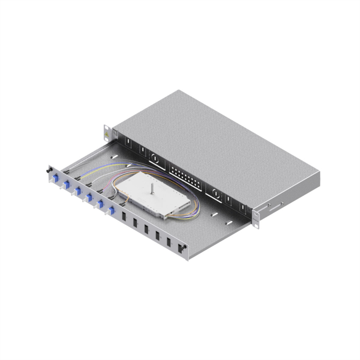 EasyLan LWL-Spleissbox Grade C 19" 1 HE – 6× LC-Duplex (12 Fasern), OS2, RAL 7035 Lichtgrau