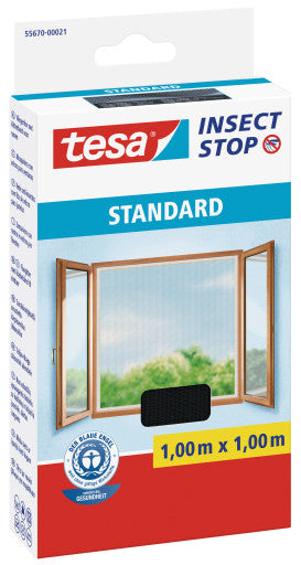 TESA Fenster-Fliegengitter – 100 × 100 cm – anthrazit – für Fenster