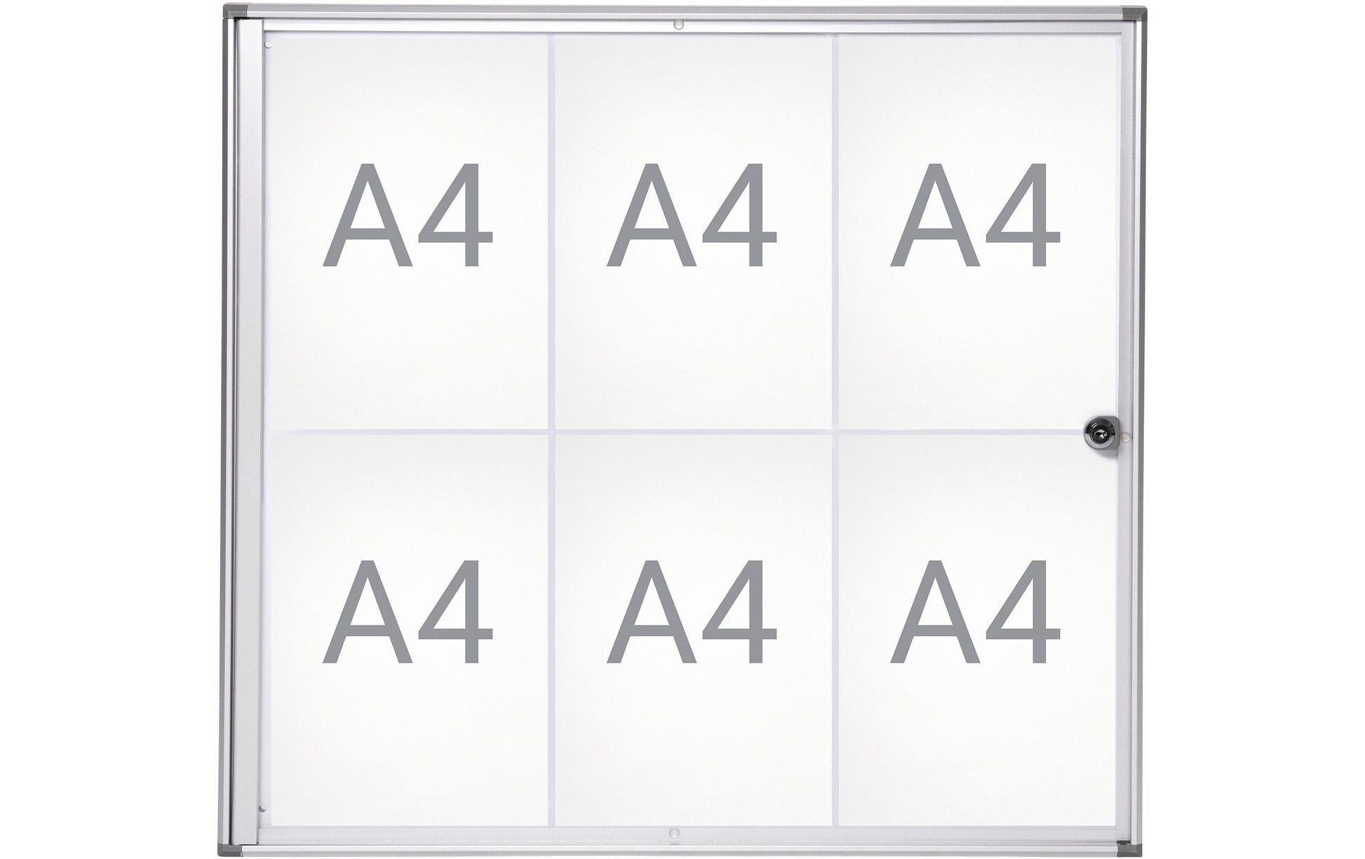 MAUL Schaukasten MAULextraslim, 6 × A4 – Aluminium, Acrylglas, abschliessbar, magnethaftend