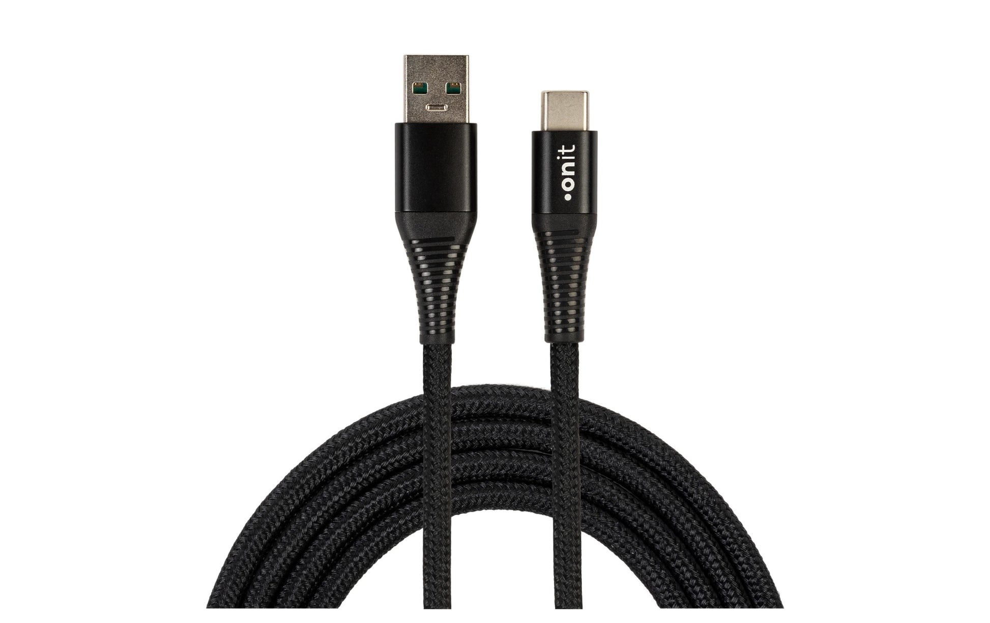 ONIT USB-Kabel – USB-A auf USB-C – USB 2.0 (480 Mbit/s) – 2 m – PD 66 W – Textilmantel – Schwarz