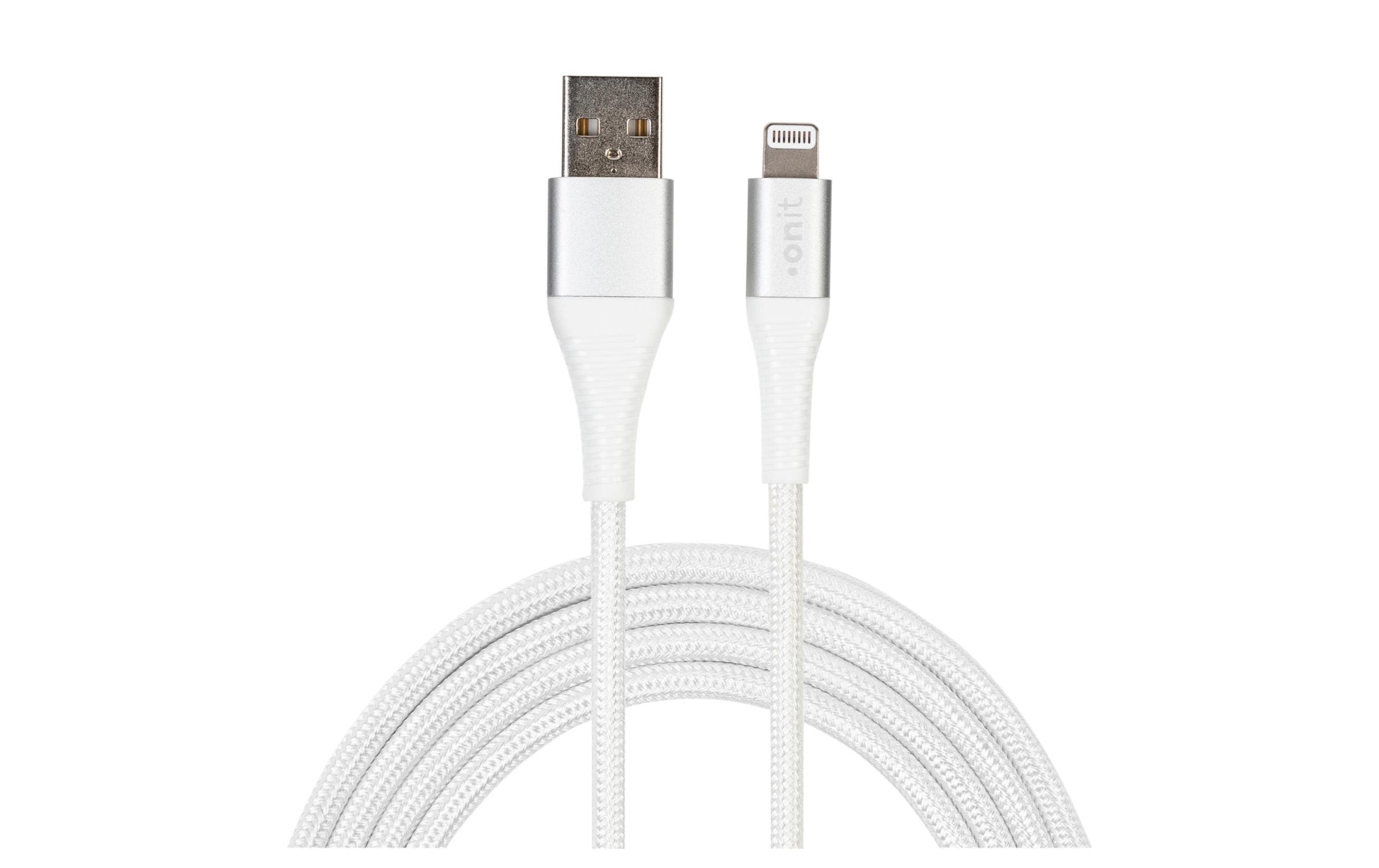 ONIT USB-A auf Lightning Kabel – USB 2.0 (480 Mbit/s) – 0,5 m – PD 12 W – MFI zertifiziert, Nylon – Weiss