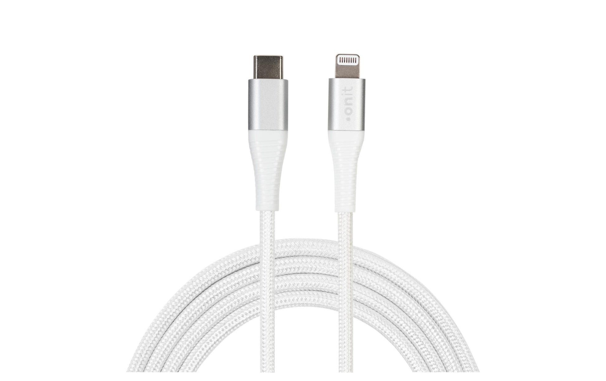 ONIT Daten- & Ladekabel – USB-C auf Lightning 2 m, PD 30 W, geflochten, Weiss – für iPhone/iPad