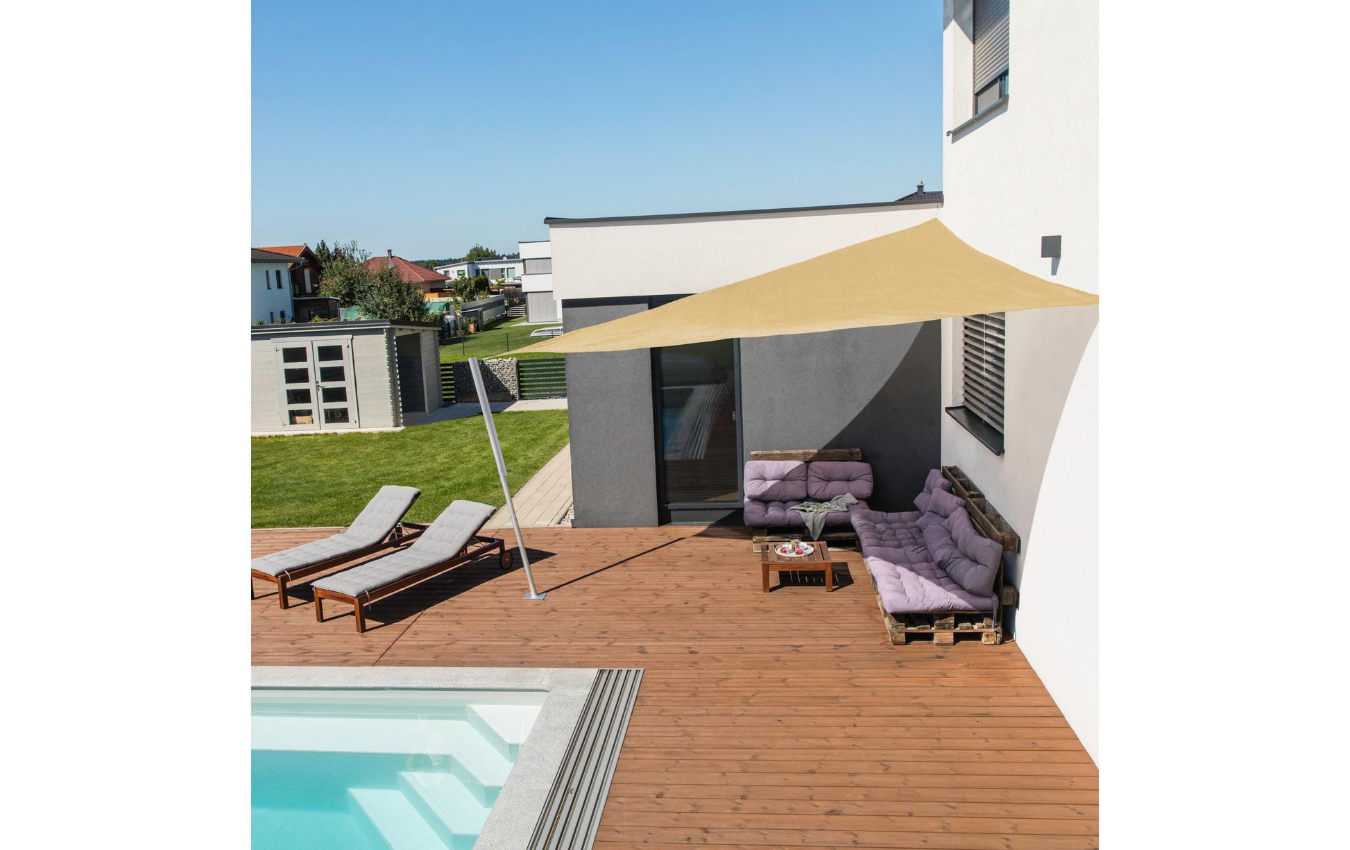 Windhager Sonnensegel – 400 × 400 cm, Champagner, Polyester, 225 g/m²