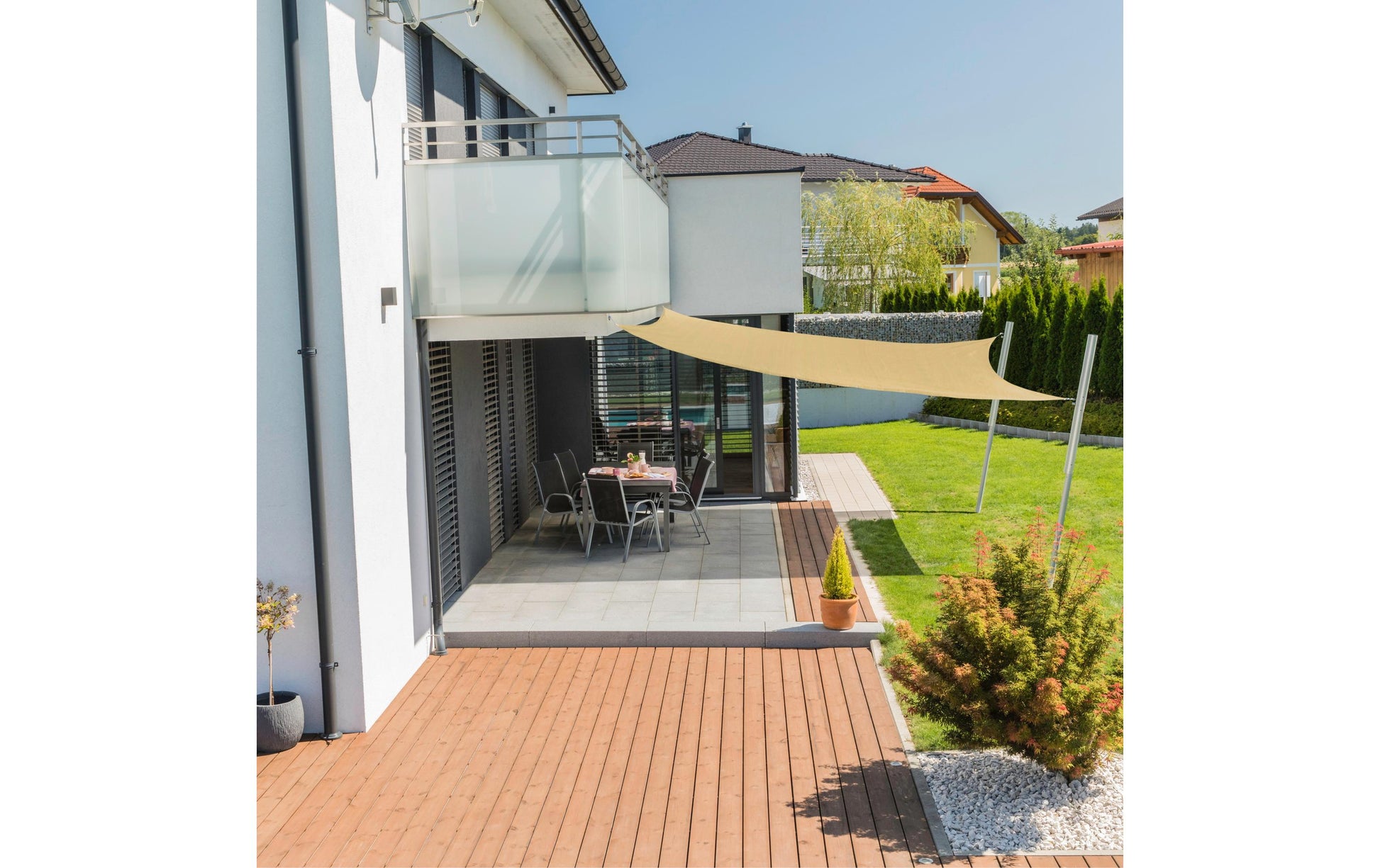 Windhager Sonnensegel – 500 × 500 cm, Champagner, Polyester, 225 g/m²