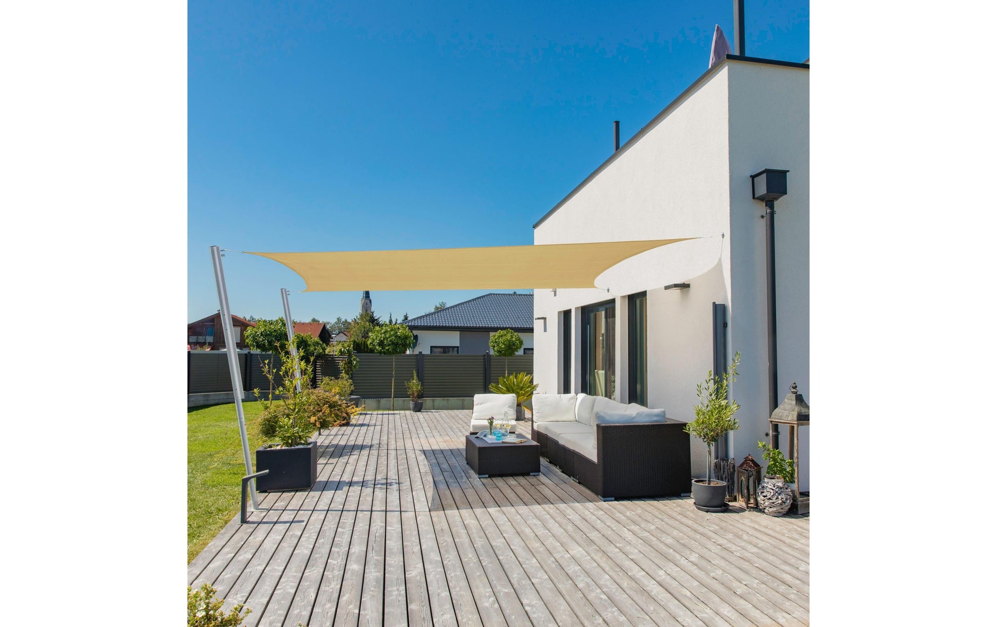 Windhager Sonnensegel Capri – rechteckig 3 × 4 m, champagner, Polyester, witterungsbeständig, UV-Schutz