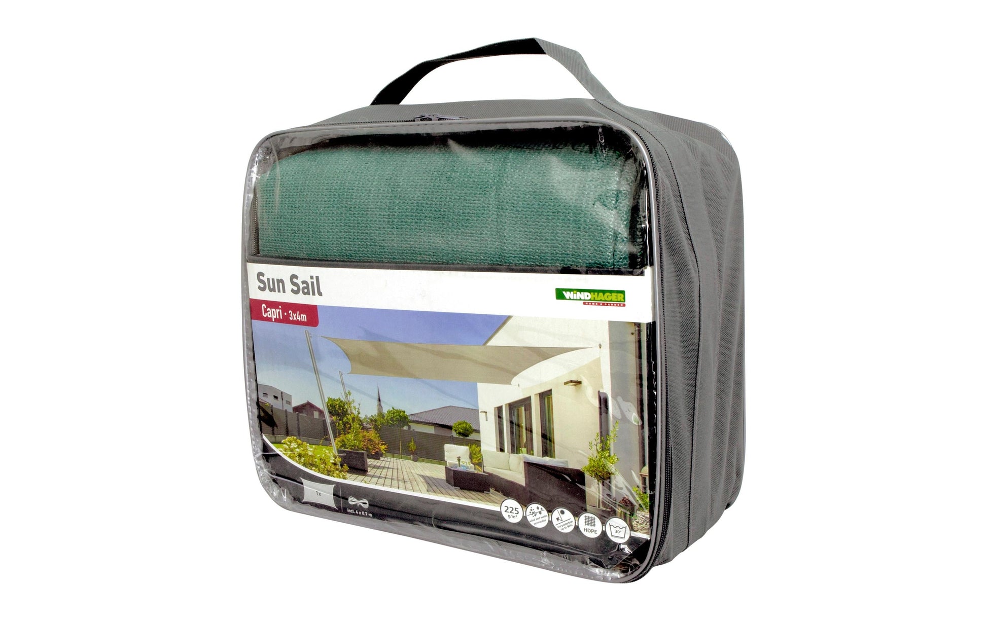Windhager Sonnensegel Capri – 300 × 400 cm, Petrol, 225 g/m²