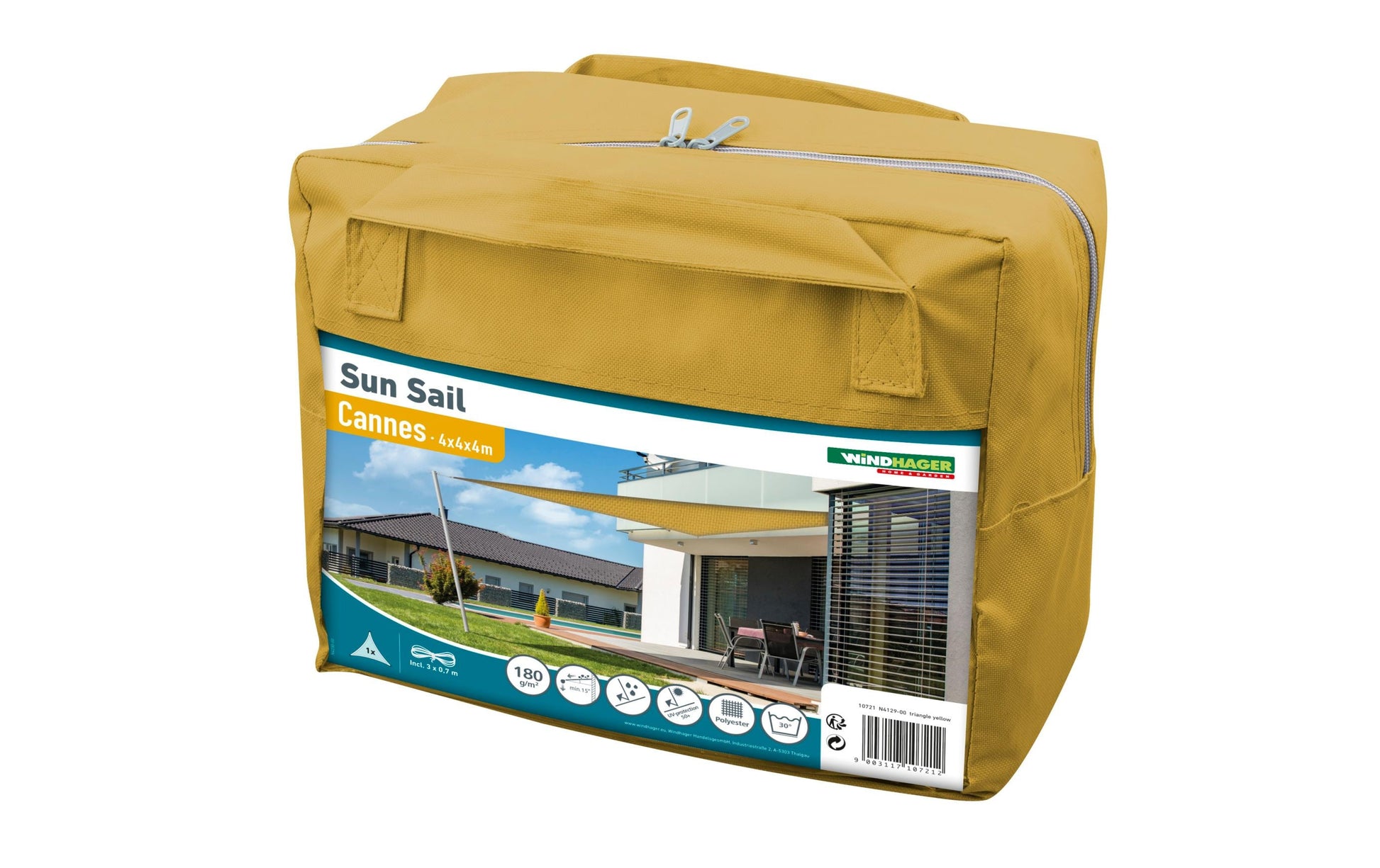 Windhager Sonnensegel Cannes – 400 × 400 cm, Gelb, Polyester, 180 g/m²