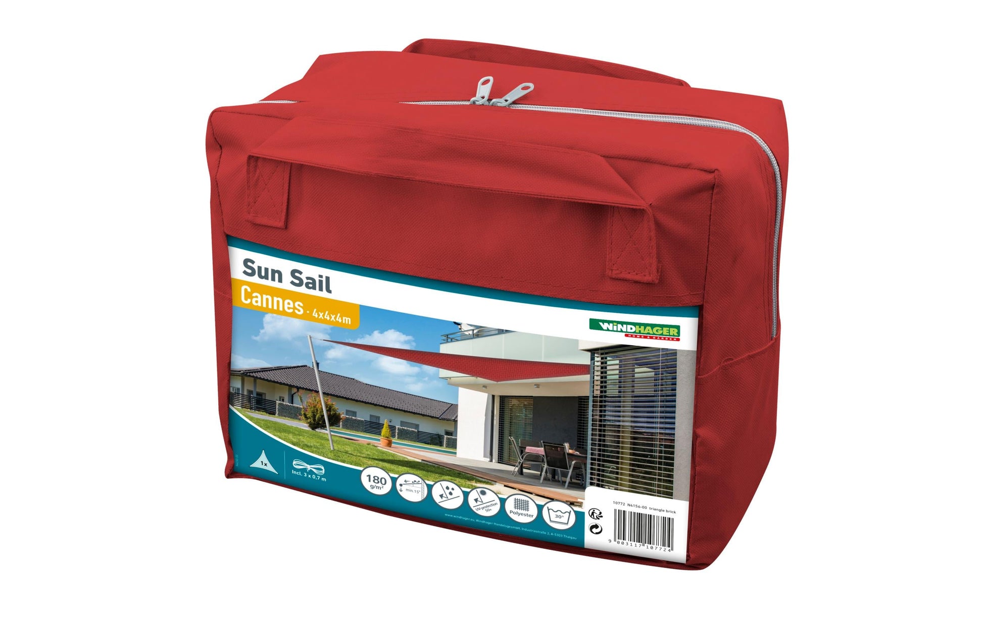 Windhager Sonnensegel – 400 × 400 cm – Polyester, grau