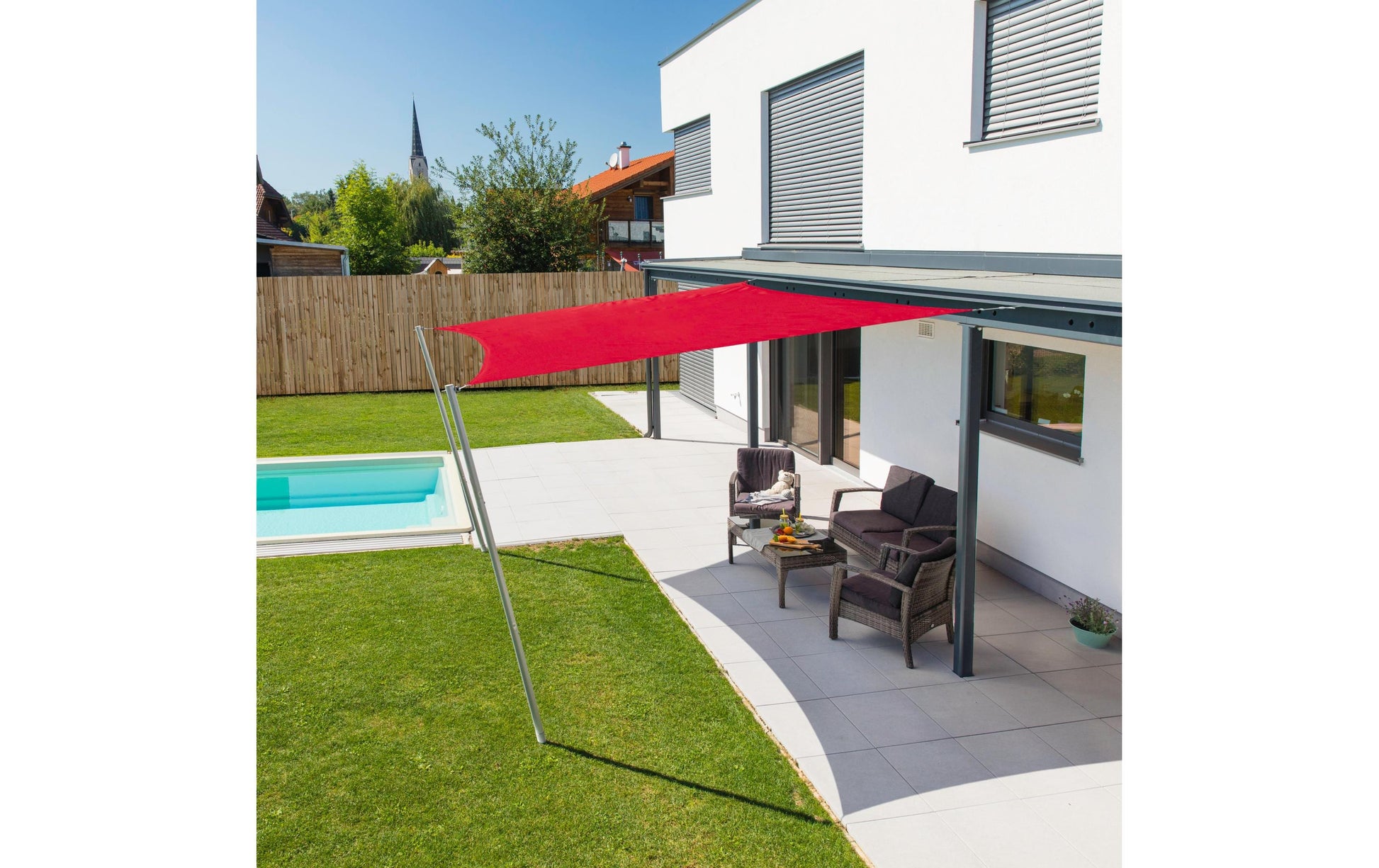 Windhager Sonnensegel – 500 × 500 cm, rot, Polyester, 180 g/m²