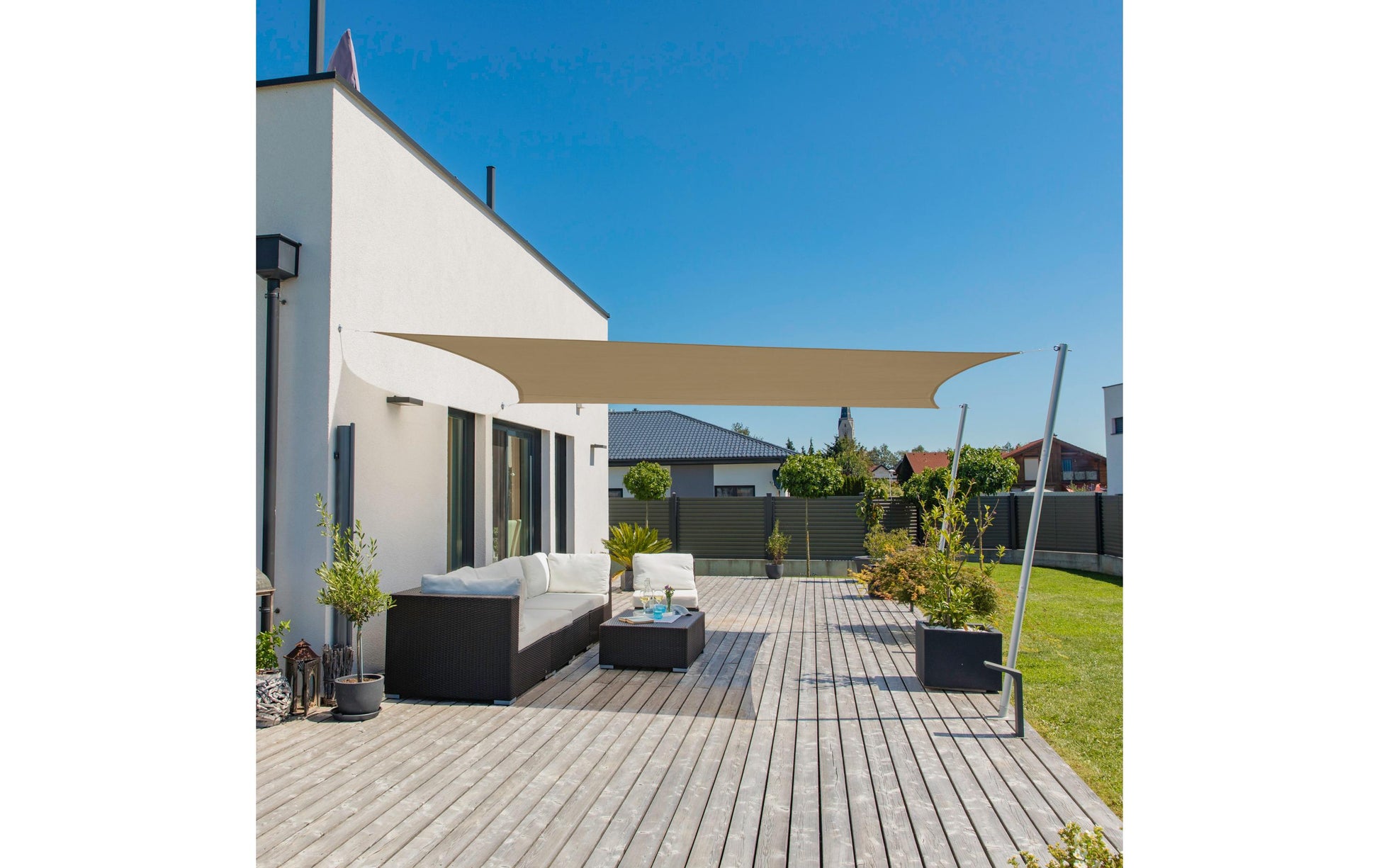 Windhager Sonnensegel – 500 × 400 cm, Taupe, Polyester, 180 g/m²
