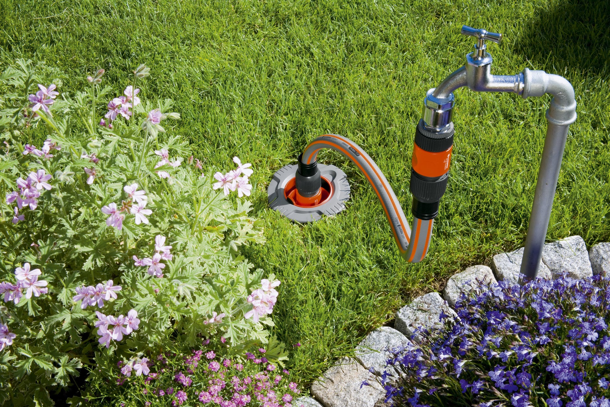 Gardena Profi-System Anschluss-Satz – Ø 25,4 mm, Schwarz/Grau/Orange, 3 Stk., für Pipeline und Sprinklersystem