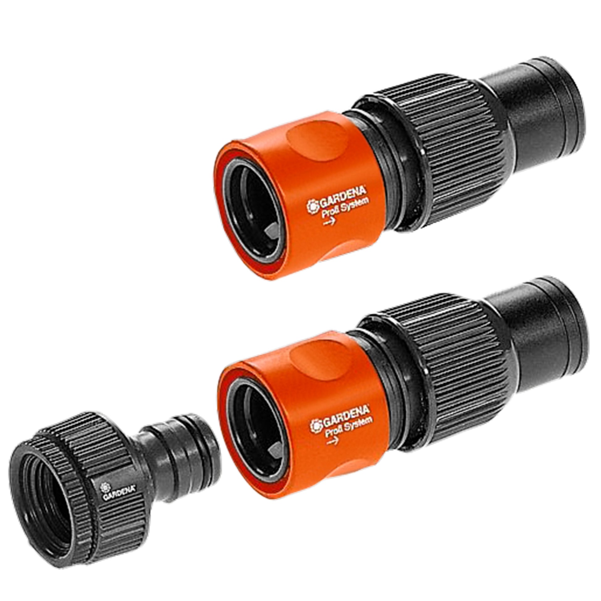 Gardena Profi-System Anschluss-Satz – Ø 25,4 mm, Schwarz/Grau/Orange, 3 Stk., für Pipeline und Sprinklersystem