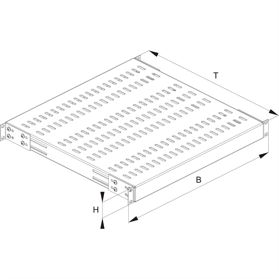 Conteg Fachboden – 19" Rack, 1U, 435×450 mm, 100 kg, Schwarz