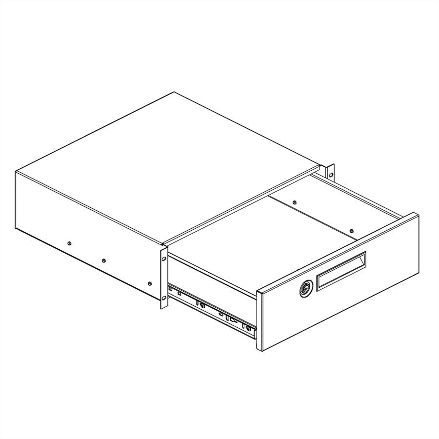 Conteg Schublade – 19" Rack, 3U, Auszug 280 mm, 10 kg, Schwarz