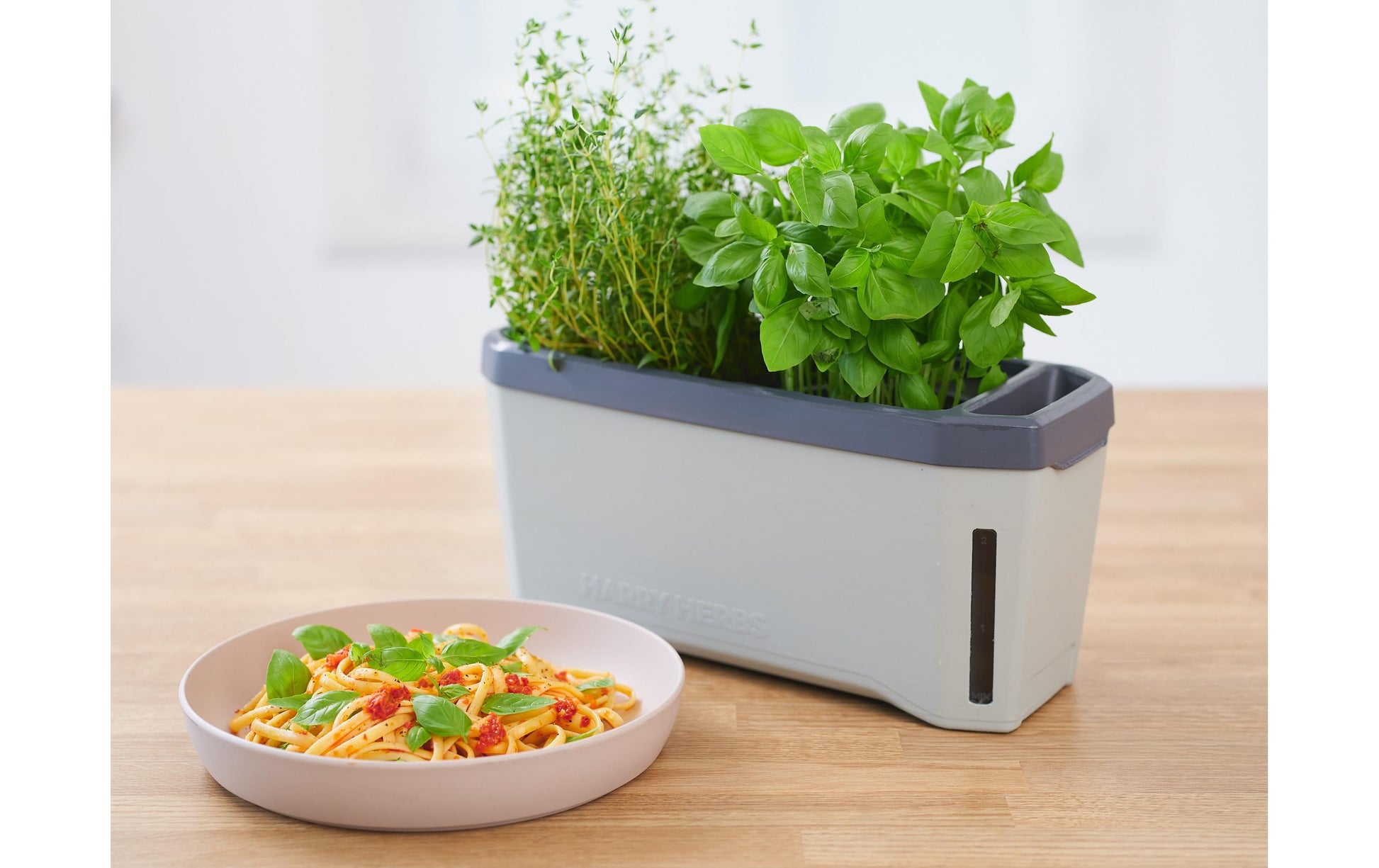Gusta Garden Tischübertopf – 35,8 × 25 × 15 cm – Kunststoff, Hellgrau