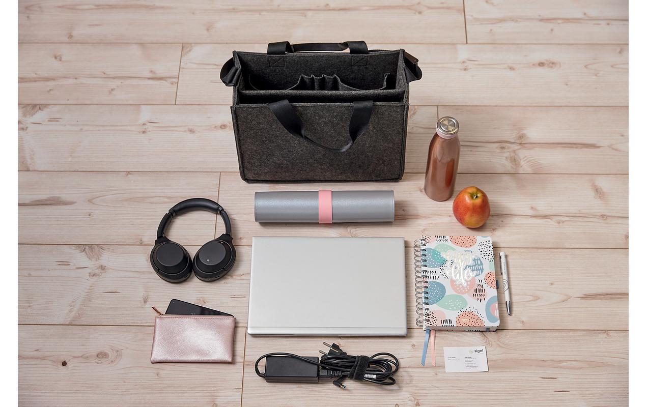 Sigel Desk-Sharing-Tasche – für Notebooks bis 14", Filz, Grau