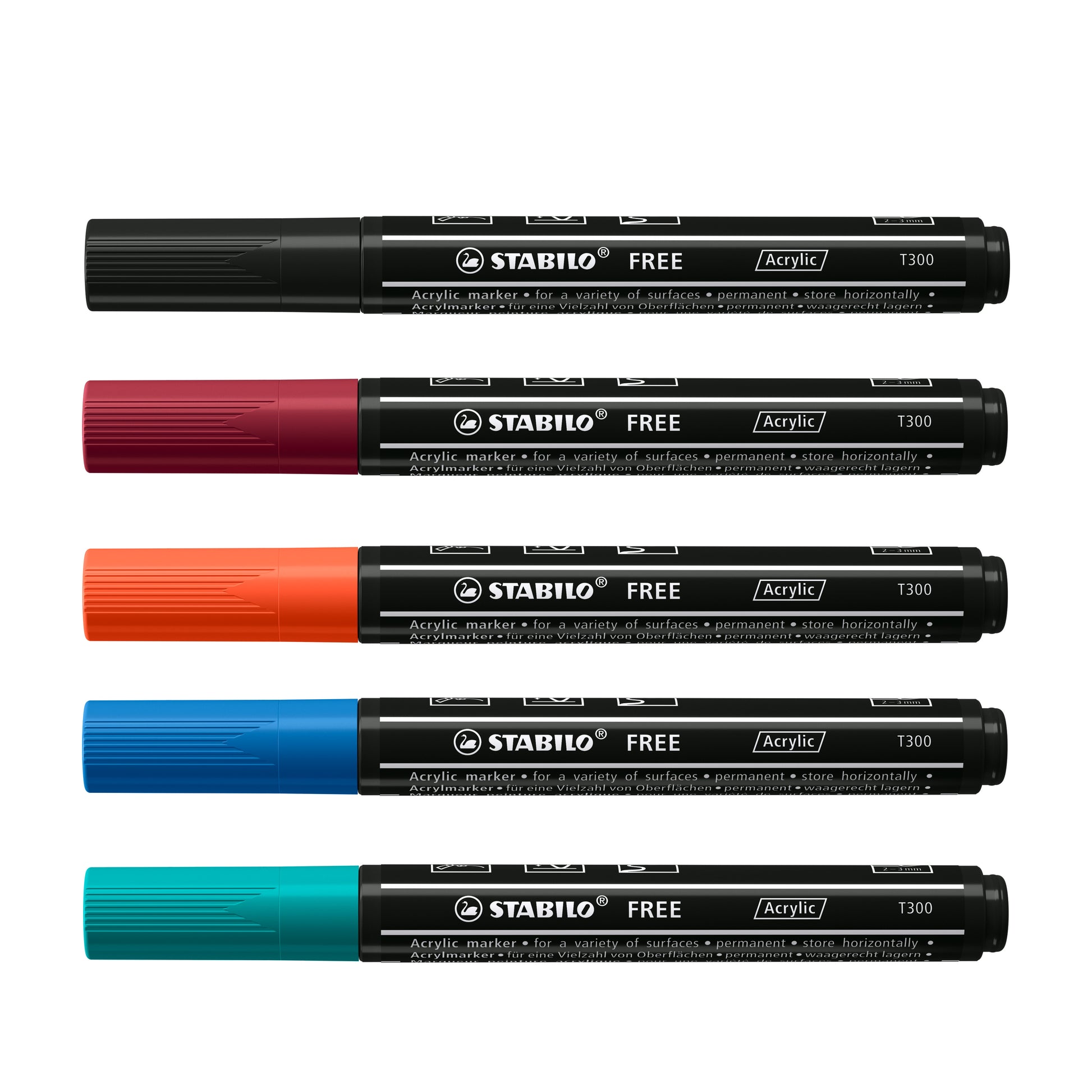 Stabilo Acrylmarker für Papier – Mehrfarbig, 5er Set